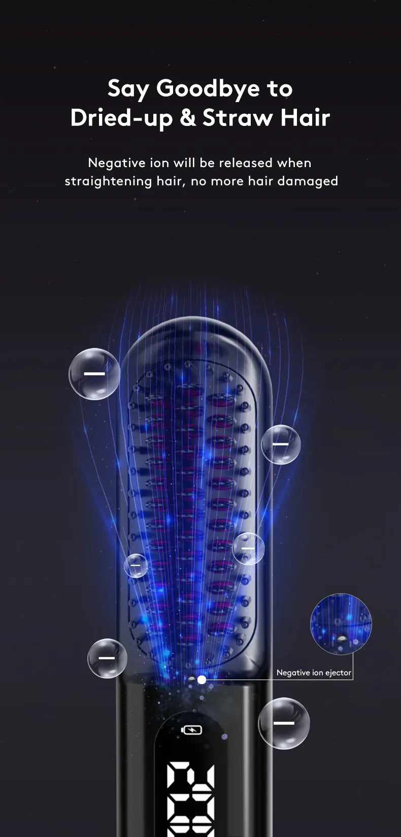 StraightGlide™ - Cordless Hair Straightener Brush