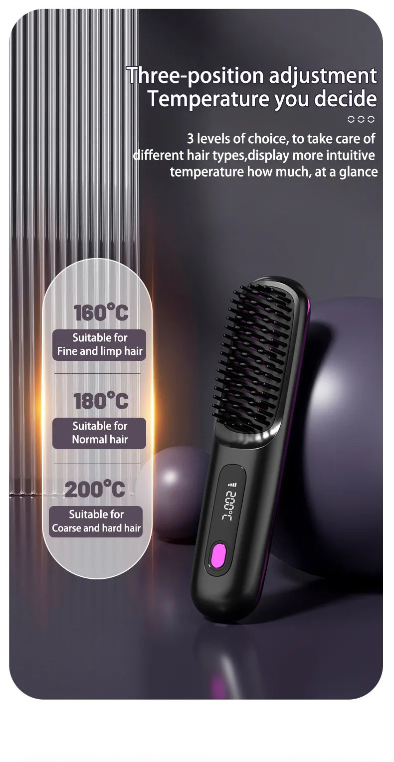 StraightGlide™ - Cordless Hair Straightener Brush